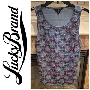 Lucky Brand Blue Floral Women's Sleeveless Top